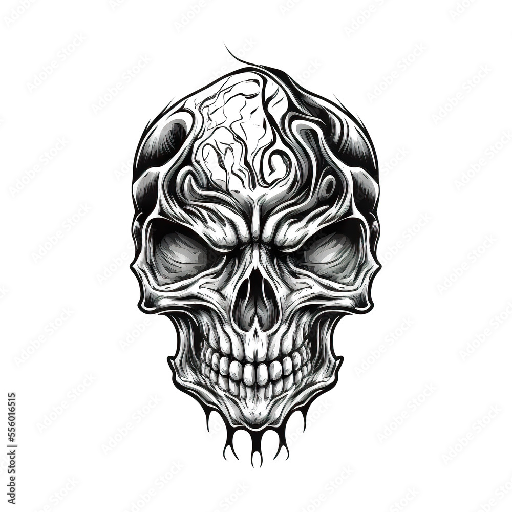 Creepy Skull tattoo by Dominik Hanus | Post 27435
