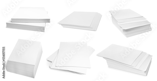 Wallpaper Mural Stacked sheets of paper on white background Torontodigital.ca