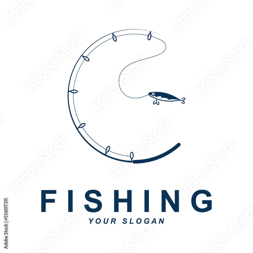 fishing logo vector with slogan template