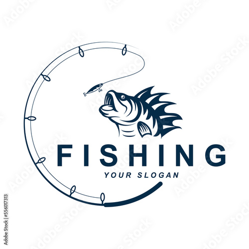 fishing logo vector with slogan template