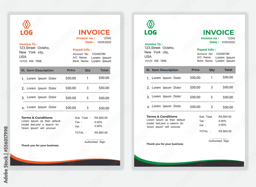 Business Minimal Corporate Invoice design template vector illustration ...