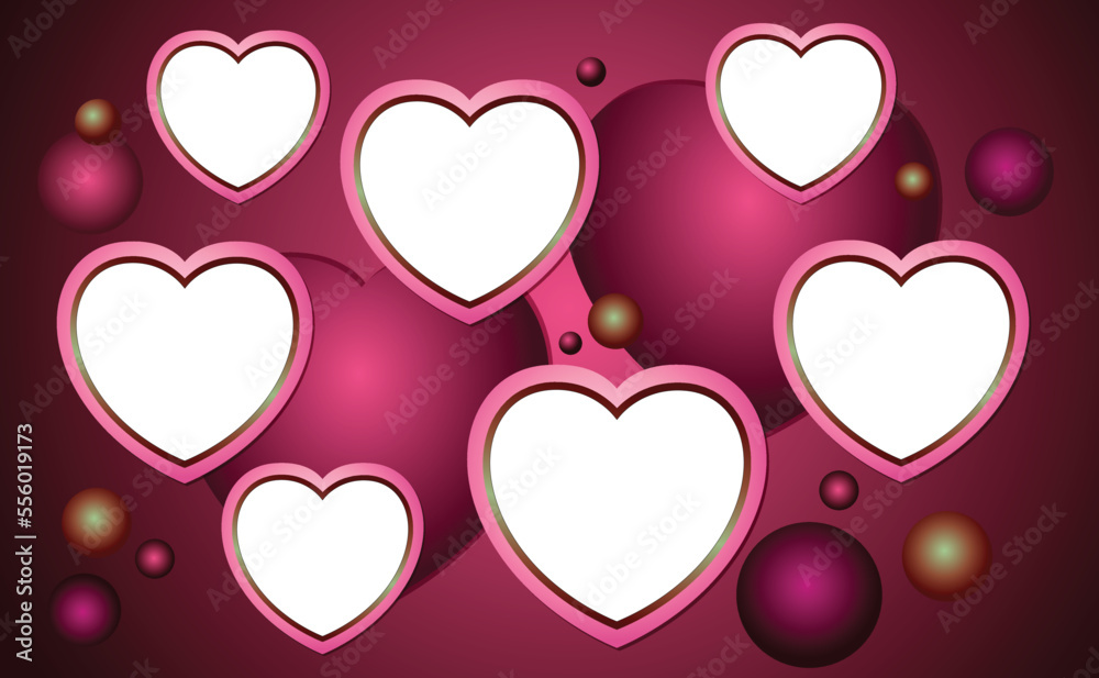 Beautiful Frame with hearts. Vector Illustration
