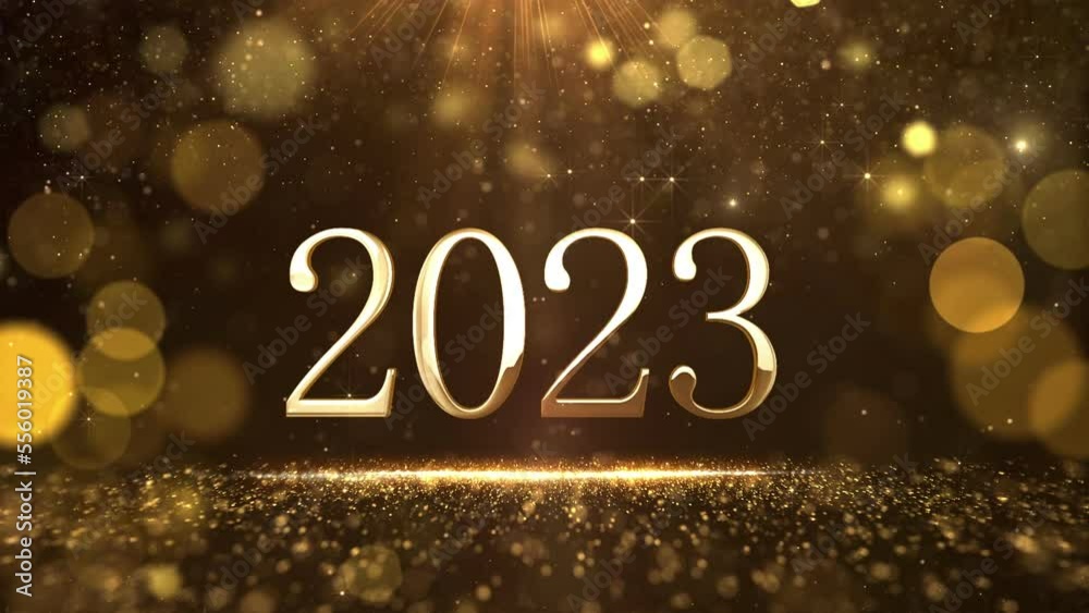 2023 New Year glittering gold bright text. New Year's Eve with glittering gold particles and snow. Merry Christmas - Holiday Stock Video 2023 New Year glittering gold bright text. New Year's Eve with glittering gold particles and snow. Merry Christmas - Holiday Stock Video