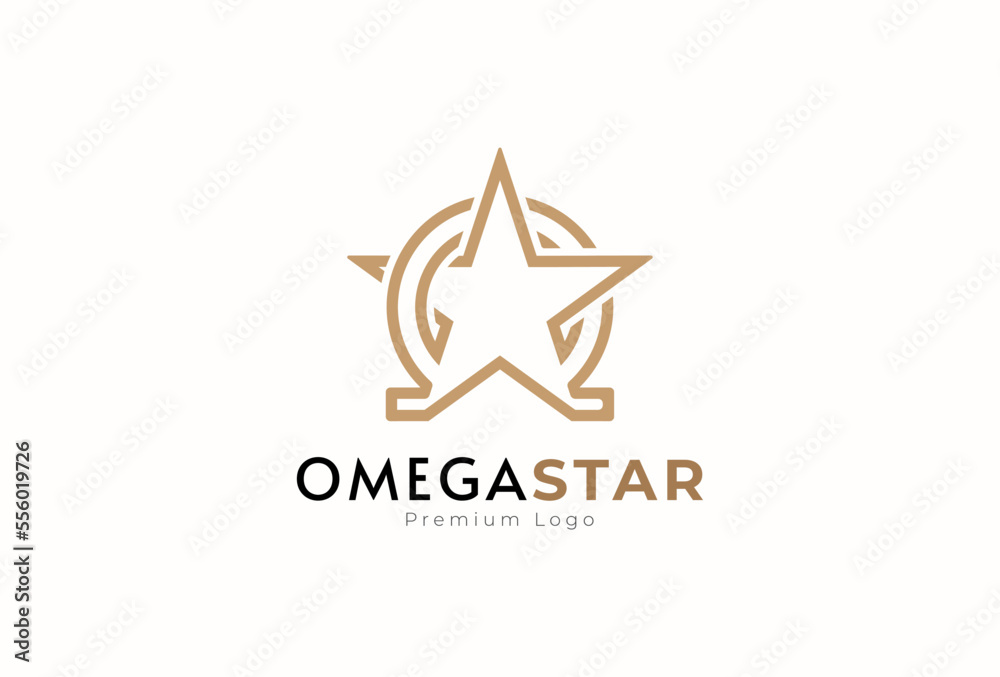 Omega Logo design, omega with star combination, usable for brand and business logos, flat design logo template, vector illustration