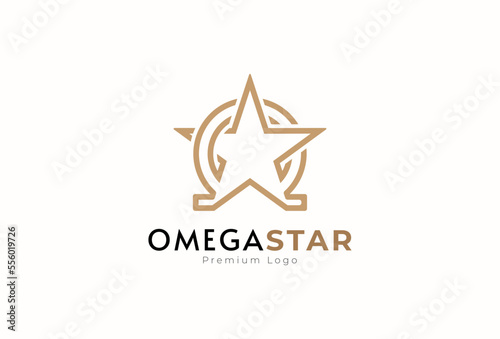 Omega Logo design, omega with star combination, usable for brand and business logos, flat design logo template, vector illustration