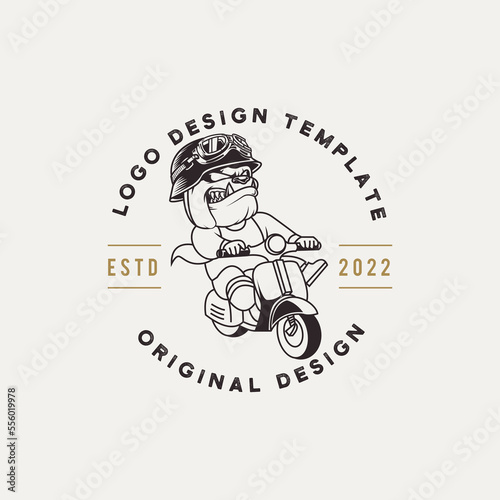 illustrator logo template rider, with scooter bulldog character.