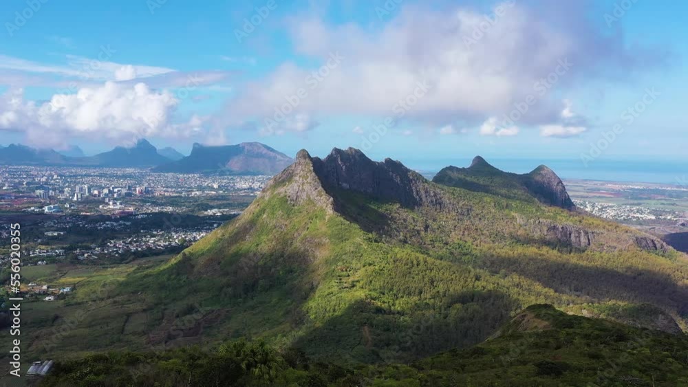 Aerial view of Le Moka town with mountain range, Mauritius island. Aerial view of Le Moka town with mountain range, Mauritius island.
