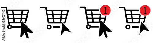 cart with cursor icon set. style sign symbol for app and web, vector illustration