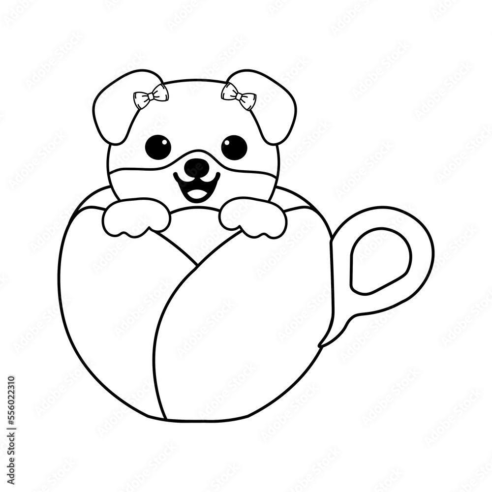 Fototapeta premium Dog in cup cartoon ,Cute clip art ,Clip Art for Personal and Commercial use, Digital clip art for Download