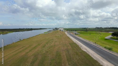 Aerial fast flyby fpv Clewiston Lock Miami Canal photo