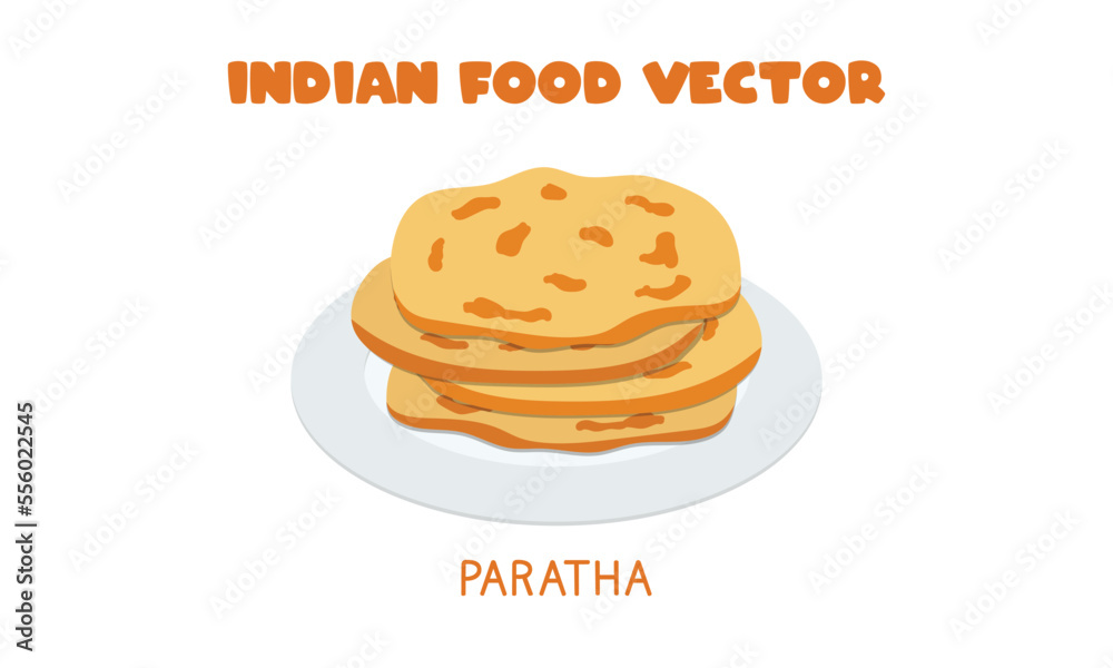 Indian Paratha Indian flatbread Paratha flat vector illustration