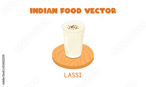 Indian Lassi - Indian traditional buttermilk with yogurt and spices flat vector illustration isolated on white background. Lassi clipart cartoon. Asian food. Indian cuisine. Indian food
