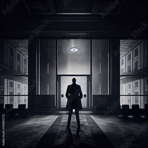 man standing in front of office room