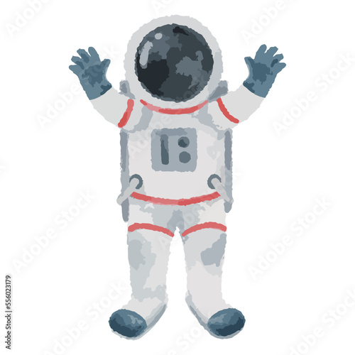 宇宙飛行士の水彩風イラスト