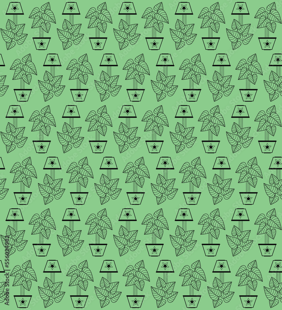 Organic decorative trendy home plants and tropical plants background pattern. Hand drawn seamless pattern. Hand drawn abstract leaves pattern. Plants background pattern. 