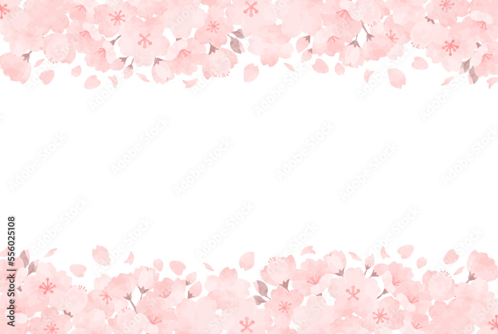 美しい手描きの桜のフレームイラスト