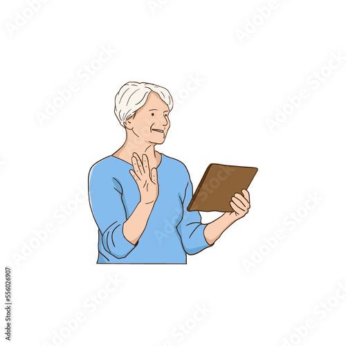 illustration of people waving in greeting
