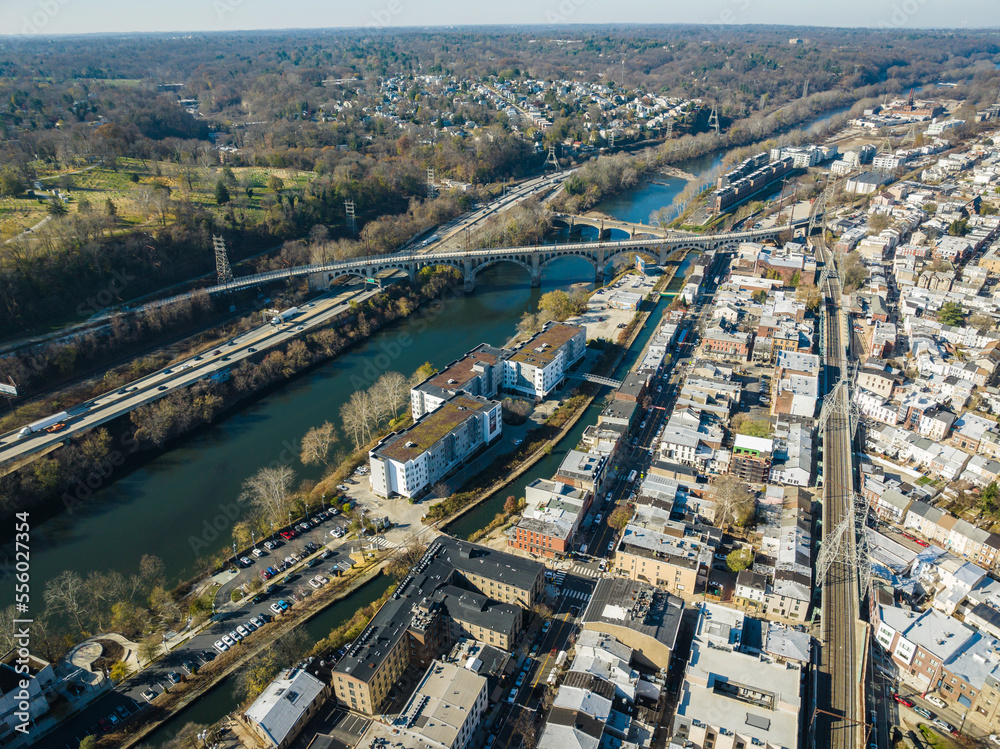 Obraz premium Aerial Drone of Manayunk 