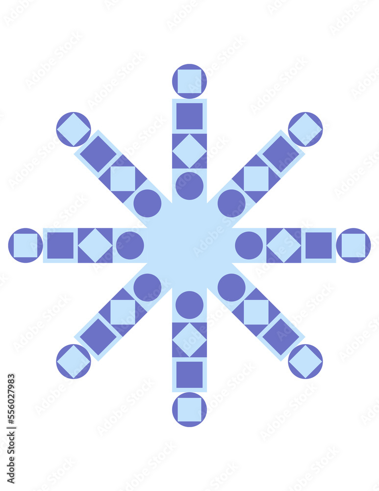 Geometric Snowflake 8-Sided Blue and Purple Geometric Snowflake 8-Sided Blue and Purple