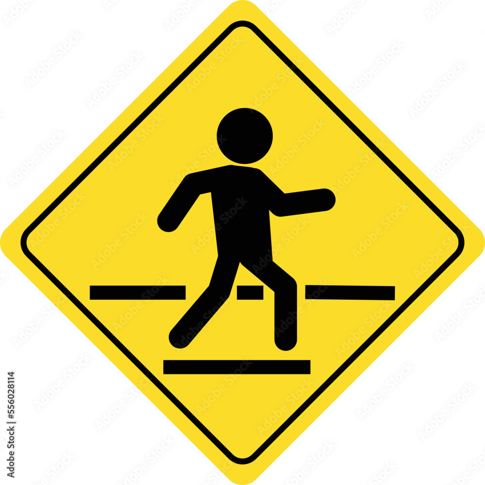 traffic road sign on white background. pedestrian crossing ahead. Pedestrian traffic symbol. flat style.