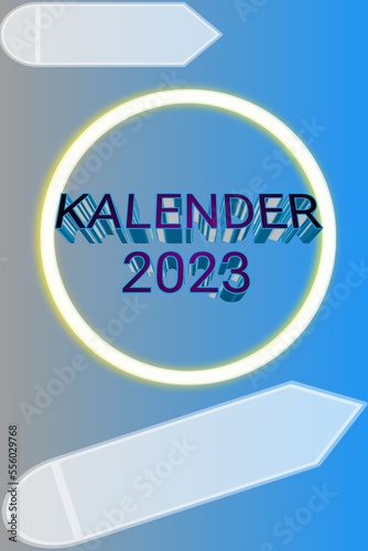 illustration of an background calender 2023 for cover book  with font 3D