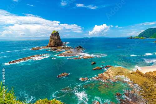Landscape of Tanjung Papuma beach in Jember, the most beautiful beaches of East Java