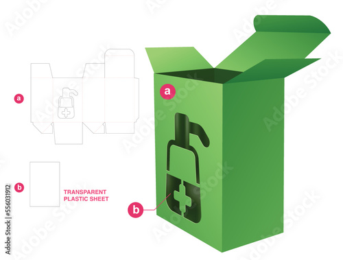 box die cut template and 3D mockup