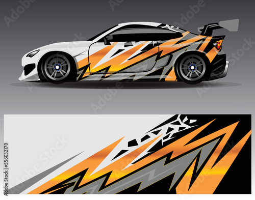 Car wrap design vector. Graphic abstract stripe racing background kit designs for wrap vehicle  race car  rally  adventure and livery