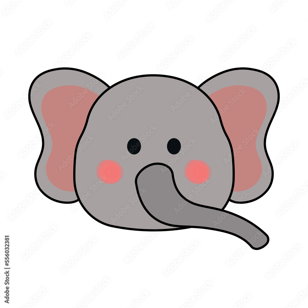 Cute Elephant Face Wild Animal Character in Animated Cartoon Vector Illustration Cute Elephant Face Wild Animal Character in Animated Cartoon Vector Illustration