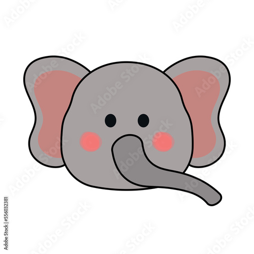 Cute Elephant Face Wild Animal Character in Animated Cartoon Vector Illustration