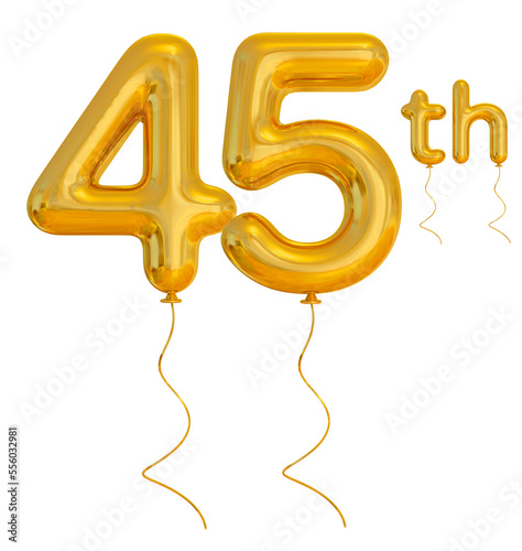 45th year anniversary gold balloon