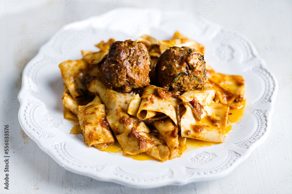 pappardelle  in meatball bolognese sauce