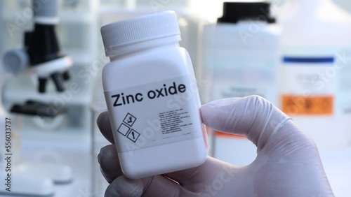 zinc oxide in bottle , chemical in the laboratory and industry, Chemicals used in the analysis