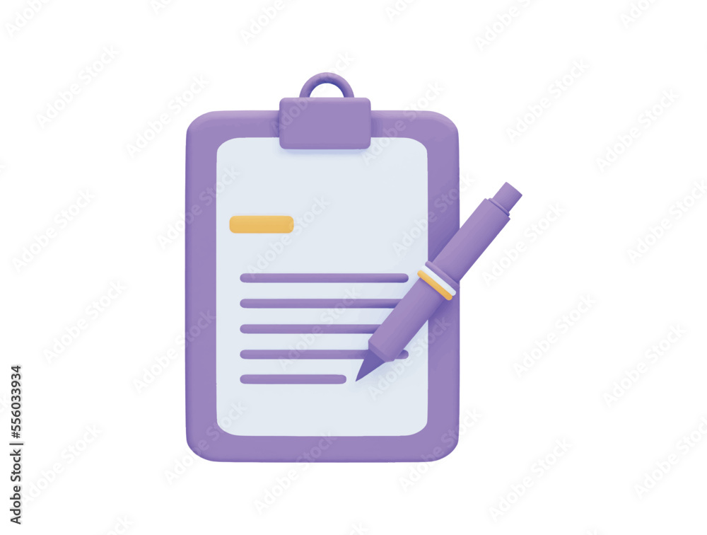 Paper document clipboard with 3d vector icon cartoon minimal style Paper document clipboard with 3d vector icon cartoon minimal style