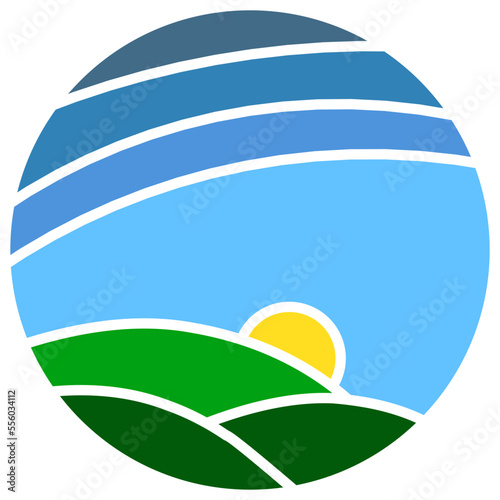 Sunrise nature landscape. Simple and modern vector landscape illustration