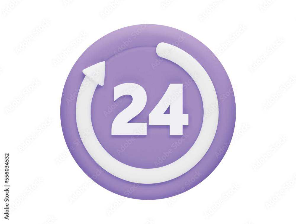 24 hours watch with 3d vector icon cartoon minimal style 24 hours watch with 3d vector icon cartoon minimal style