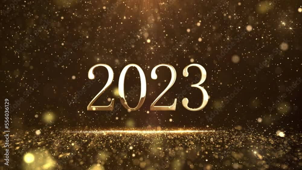 2023 New Year glittering gold bright text. New Year's Eve with glittering gold particles and snow. Merry Christmas - Holiday Stock Video 2023 New Year glittering gold bright text. New Year's Eve with glittering gold particles and snow. Merry Christmas - Holiday Stock Video