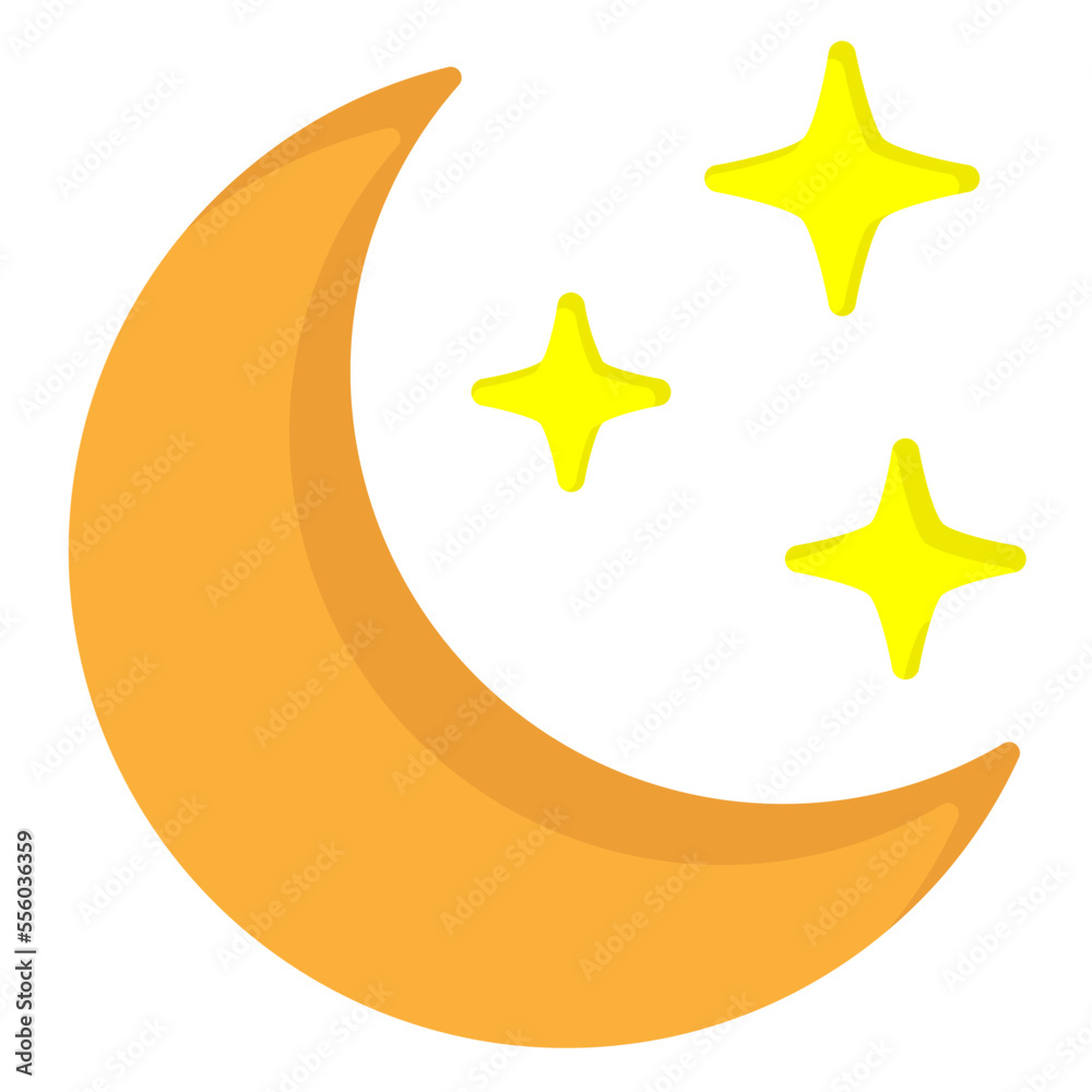 Illustration of Half Moon and Stars design Icon Illustration of Half Moon and Stars design Icon