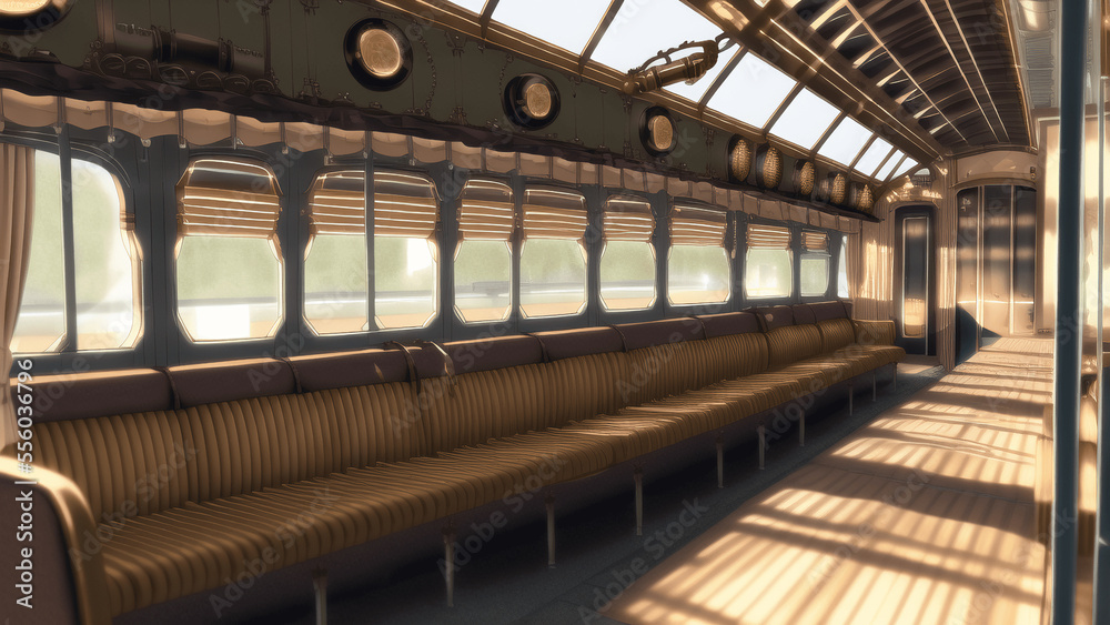 Naklejka premium アニメ調のスチームパンク系背景イラスト(AI generated image)
