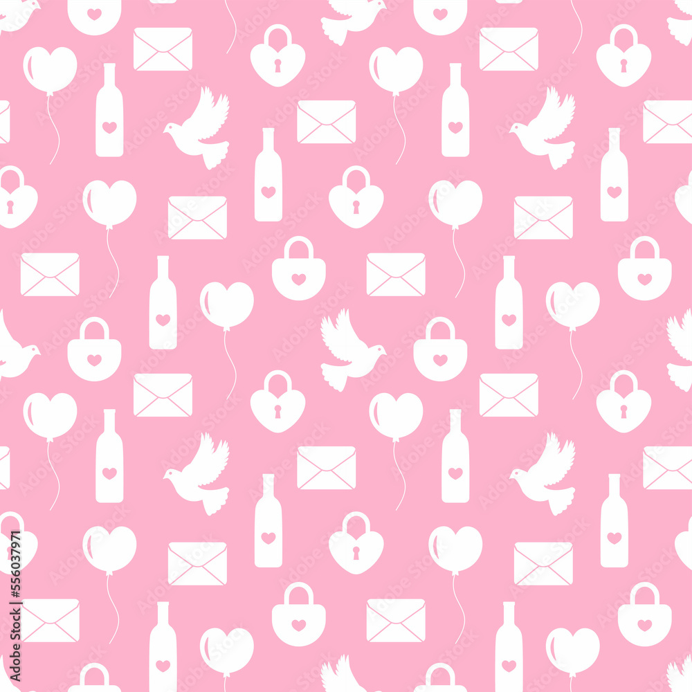 Happy Valentine's Day Seamless Pattern Design with Decoration in Template Hand Drawn Cartoon Flat Illustration Happy Valentine's Day Seamless Pattern Design with Decoration in Template Hand Drawn Cartoon Flat Illustration
