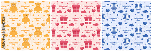 Happy Valentine's Day Seamless Pattern Design with Decoration in Template Hand Drawn Cartoon Flat Illustration