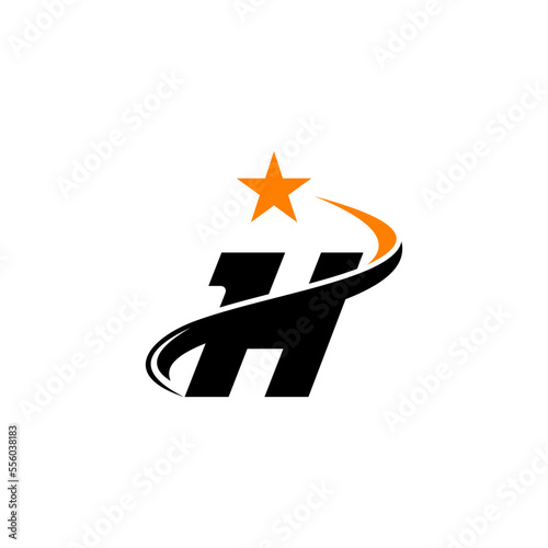 Letter H with moving star logo design.