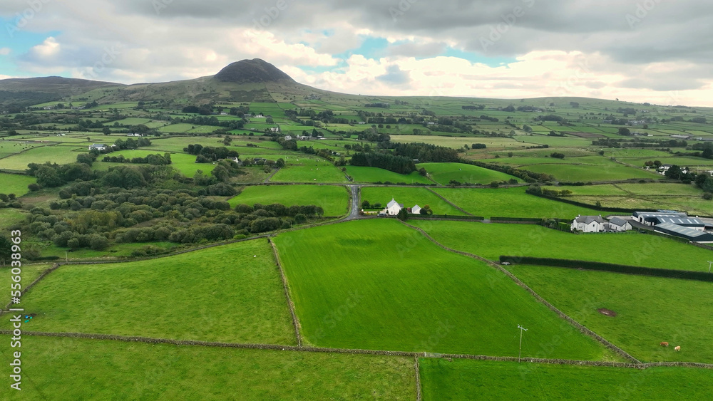 Aerial photo of St Patricks Slemish Mountain Co Antrim Northern Ireland