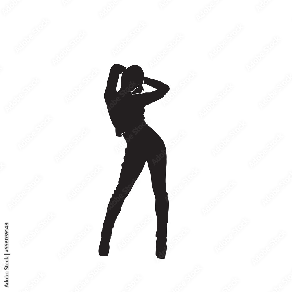 Cartoon silhouette of young female dancer vector isolated. Cartoon silhouette of young female dancer vector isolated.