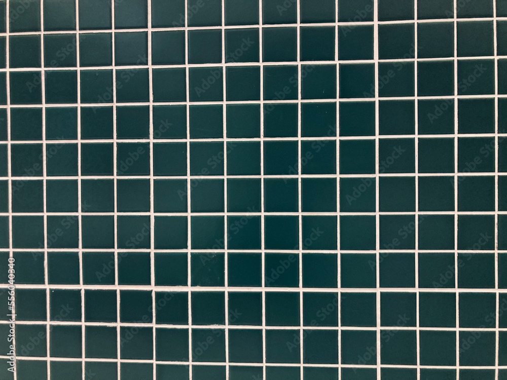 dark green geometric shape tile and white line wall in full frame shot, using for background