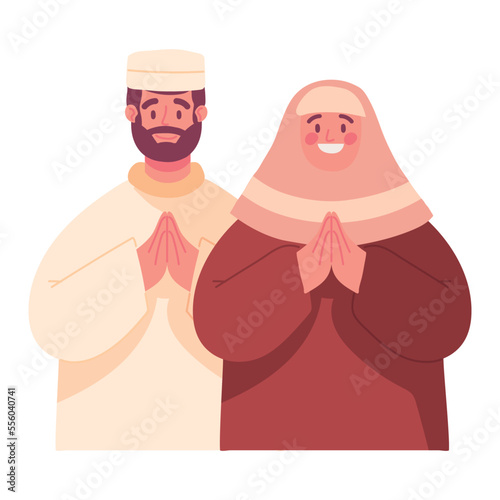 praying arab couple