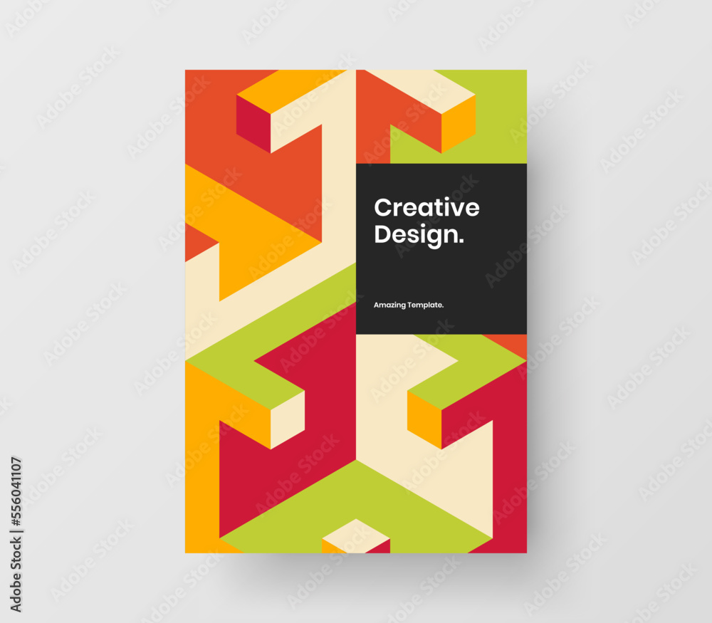 Clean mosaic hexagons company cover template. Modern corporate brochure design vector layout.