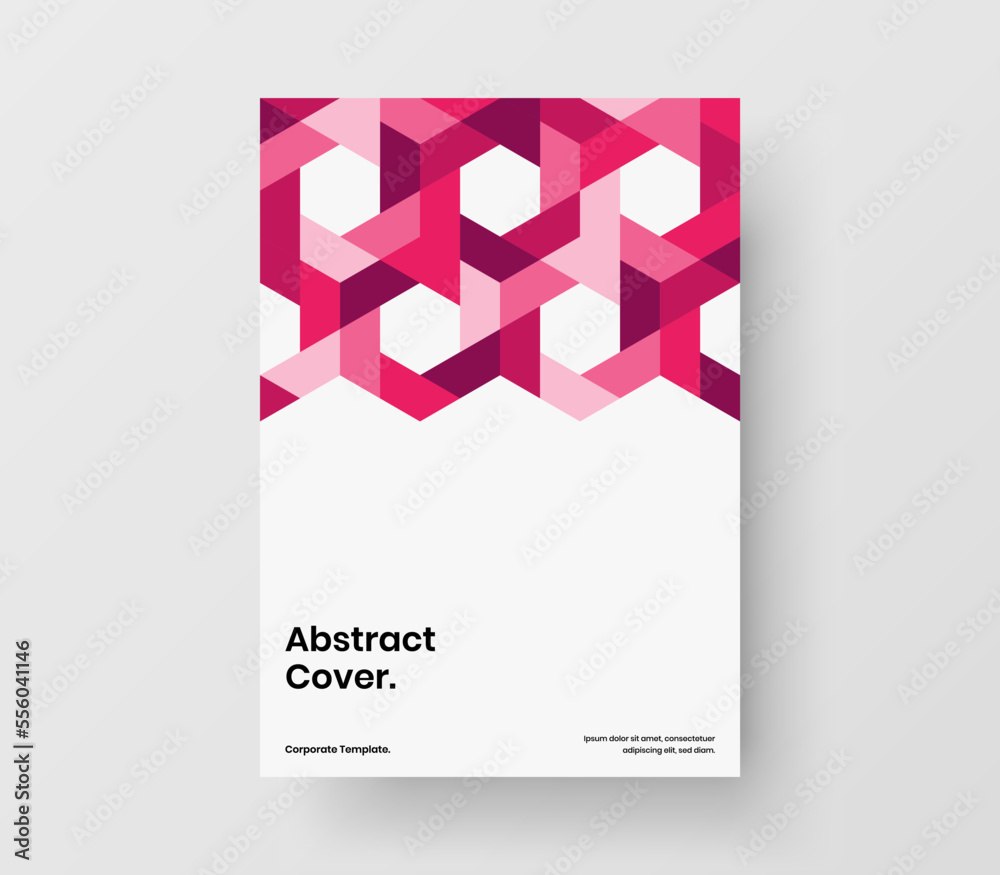Vivid mosaic pattern pamphlet template. Simple brochure A4 vector design layout.
