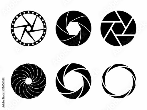 Camera lens shutter icon illustration. Stock vector collection.