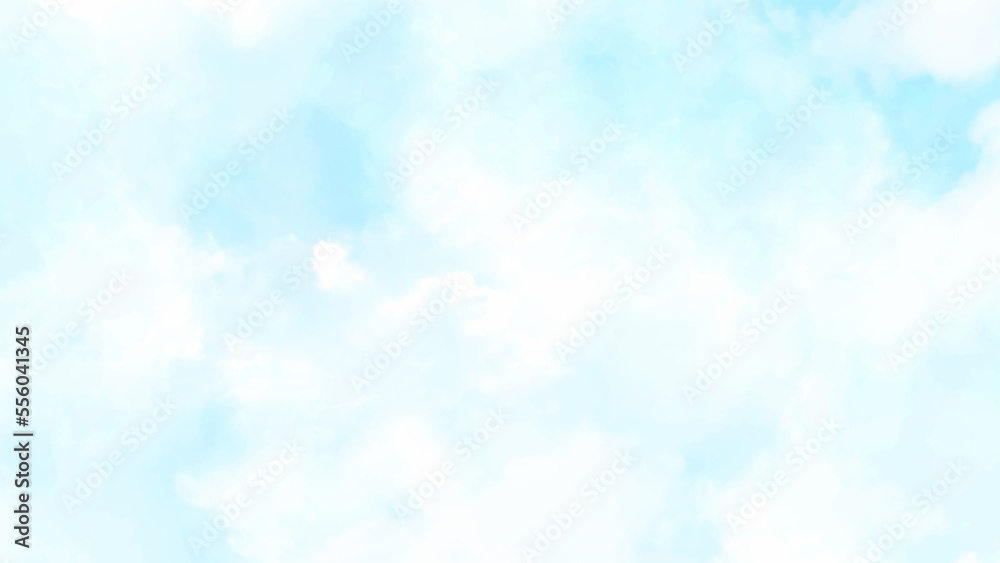Watercolor soft blue sky clouds